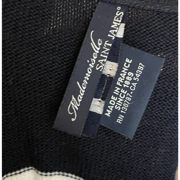 Women's US 8 Mademoiselle Saint James Navy Blue Lace Up Sweater Pullover - Picture 4 of 6